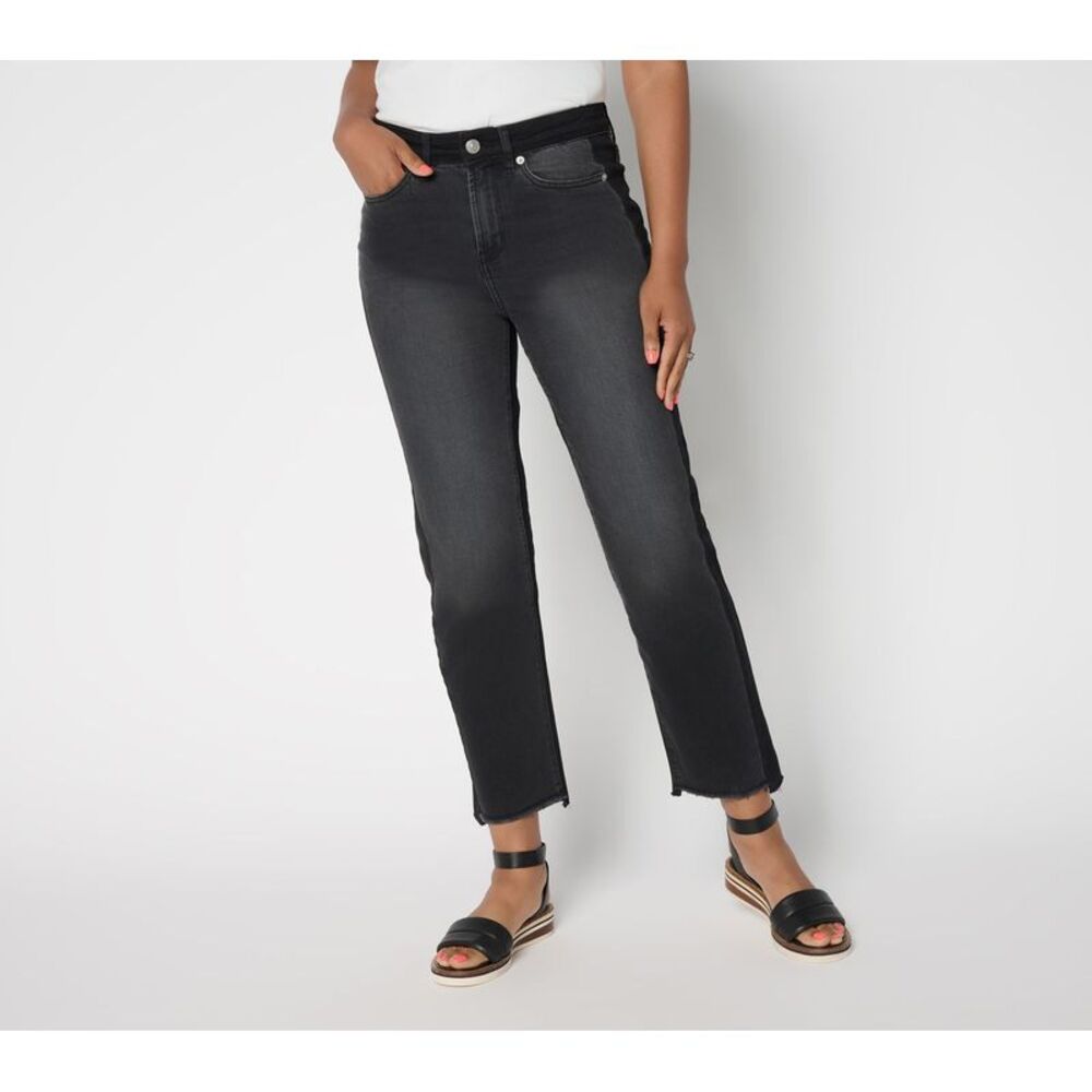 Turbie Twist Women's Pants Sz 14 Straight Leg Ankle Jeans Black A701166